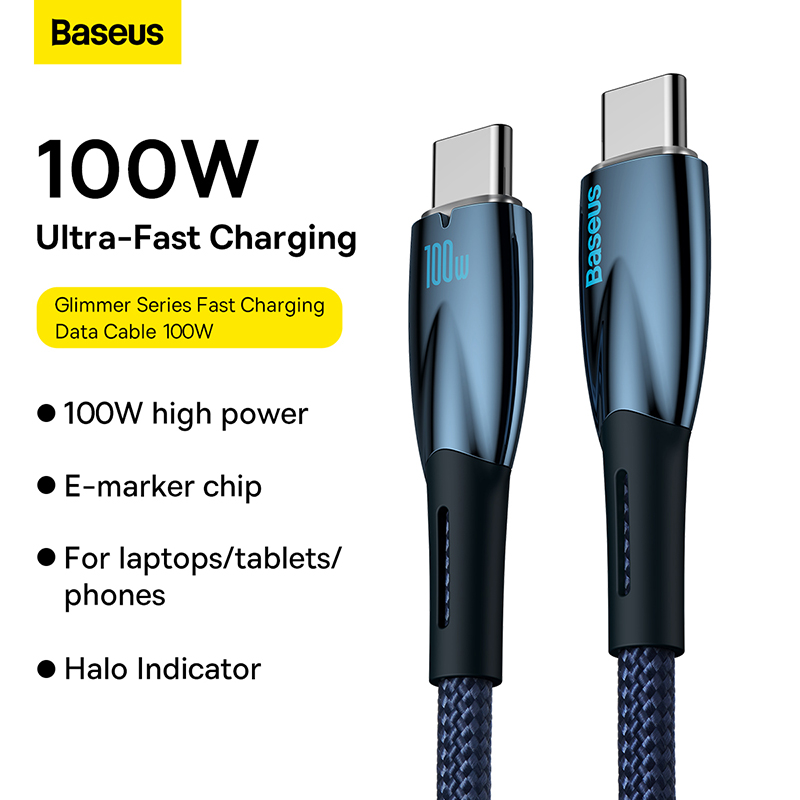 Baseus Cable Type-C to Type-C PD Charging 100W Glimmer Series Fast ...