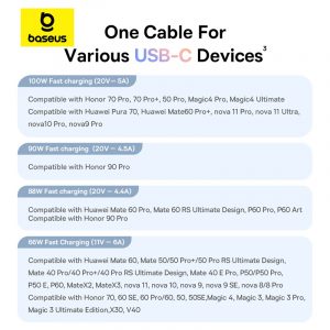 Baseus Cable 100W Usb to Type-c Discolor Series Fast Charging Data Cable Black P10374903111-00